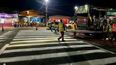 notícia: Governo do Amapá implanta nova faixa elevada para pedestres na Rodovia Josmar Chaves Pinto, no Igarapé da Fortaleza