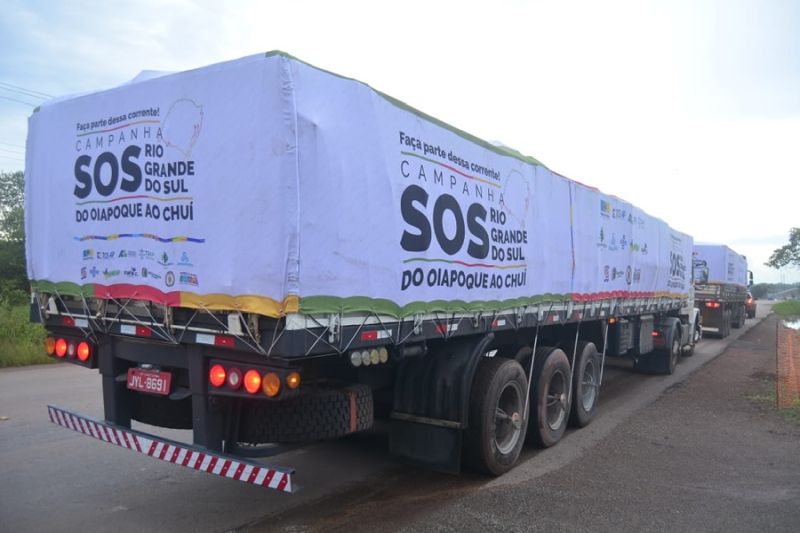 As carretas transportaram 90 toneladas de donativos para o Rio Grande do Sul