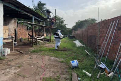 notícia: Ruas e casas de Oiapoque recebem reforço do Governo do Estado na borrifação contra o Aedes aegypti
