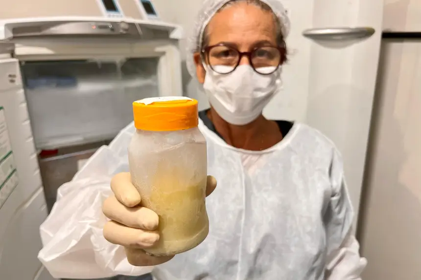 Foto: Gabriel Maciel/Sesa O leite coletado passa por um rigoroso processo de verificação e pasteurização antes de ser disponibilizado aos bebês