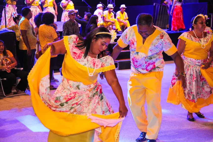 Grupo Zimba, do Cunani, em Calçoene, levou história e cultura ao Encontro dos Tambores