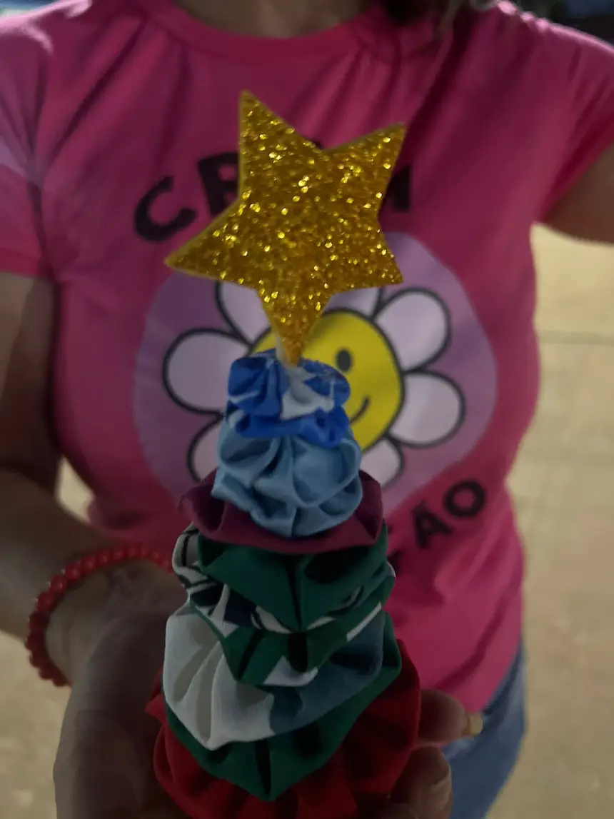 Árvore de Natal em formato de fuxico 