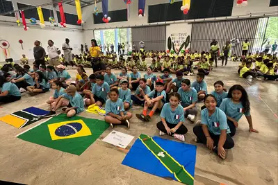 notícia: ‘Jogos Oyapick’ reúnem cerca de 450 estudantes do Brasil e da Guiana Francesa na fronteira do Oiapoque