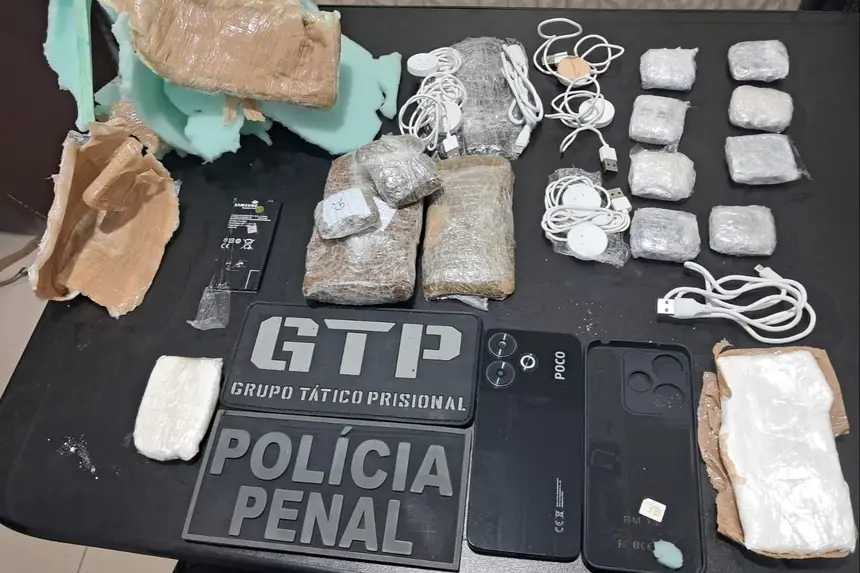 Polícia Penal impede entrada de drogas, celulares e acessórios eletrônicos no sistema prisional.