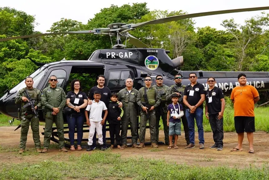 Crianças fizeram sobrevôo na Fazendinha com o GTA
