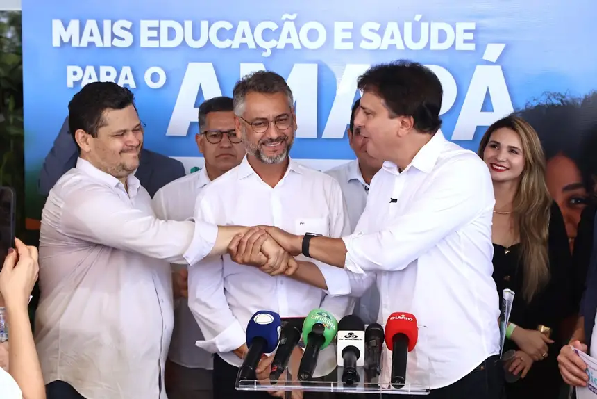 Governador do Amapá Clécio Luís, ministro da educação Camilo Santana , presidente do senado Davi Alcolumbre