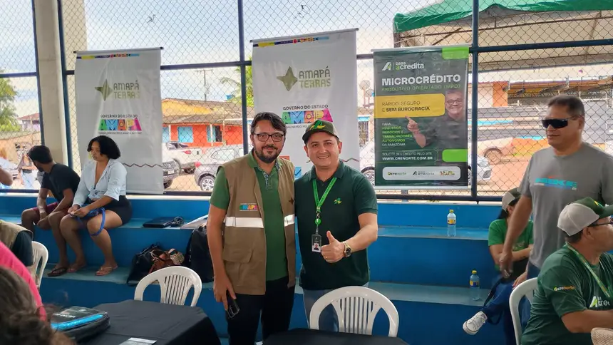 Diretor-presidente do Amapá Terras, Jorge Rafael, e Luís Otávio, gerente geral do Banco Basa