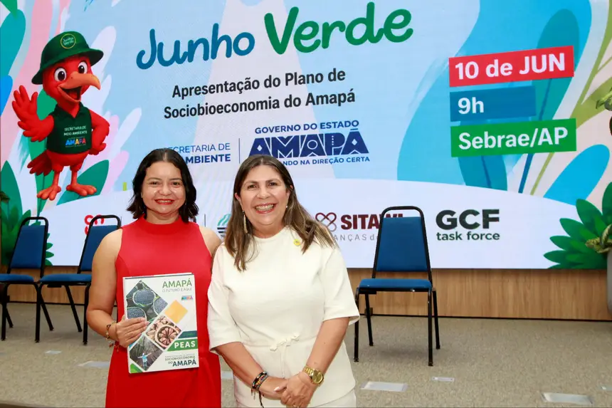 Taisa Mendonça, secretária de Maio Ambiente e Alcilene Cavalcante, diretora-presidente do Sebra/AP