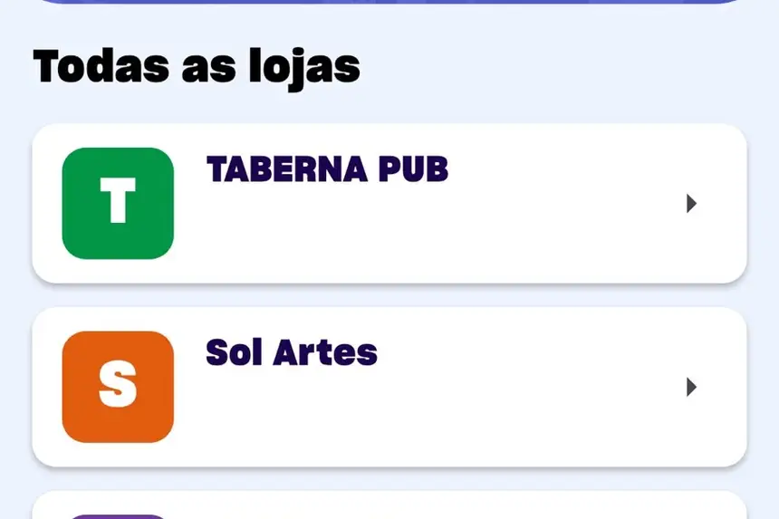 Aplicativo reúne lojas e negócios participantes em diferentes categorias.