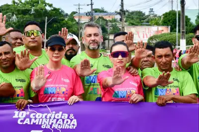 notícia: 'Feminicídio zero! Essa precisa ser uma meta de todos nós', manifesta governador Clécio na 10ª corrida e caminhada da mulher, em Laranjal do Jari
