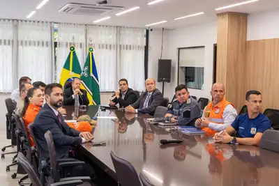 notícia: Segurança pública do Amapá apresenta dados e avanços ao governador em exercício, desembargador Jayme Ferreira 